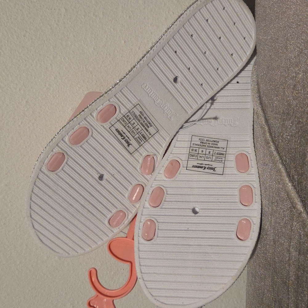 New Juicy Couture Blush Pink Yaresi 2 Rhinestone Slip On Slide Sandals - Picture 7 of 12
